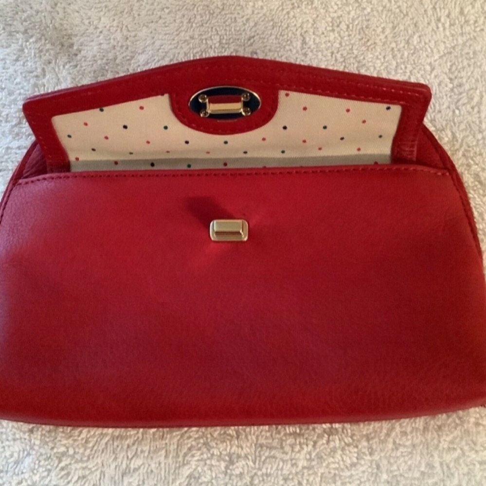 🆕Talbots Genuine LEATHER Red Wristlet Wallet Purse Clutch Bag - Picture 4 of 10